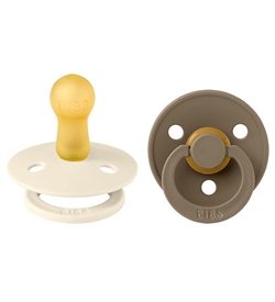 Bibs Pacifier Colour, 2-Pak, Ivory/Dark Oak, Str. 2